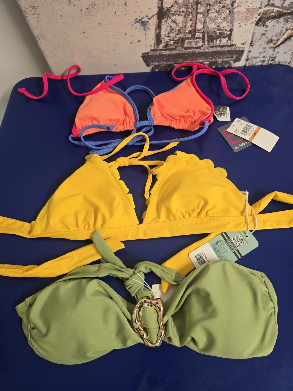 Source Unknown Kids Triangle Bikini Tops - Pink, Orange, Yellow, Olive